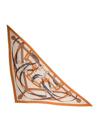 Pre-owned Hermes La Promenade Du Matin Cashmere Triangle Scarf In Neutrals