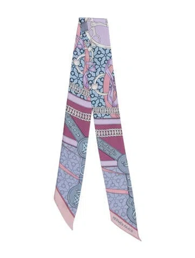 Pre-owned Hermes La Promenade Du Matin Silk Twilly Scarf In Purple