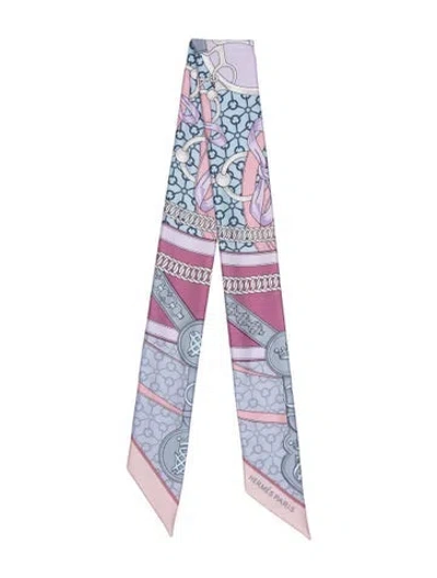 Pre-owned Hermes La Promenade Du Matin Silk Twilly Scarf In Purple