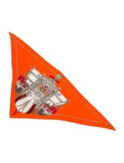Pre-owned Hermes La Reale Giant Cashmere Shawl In Orange