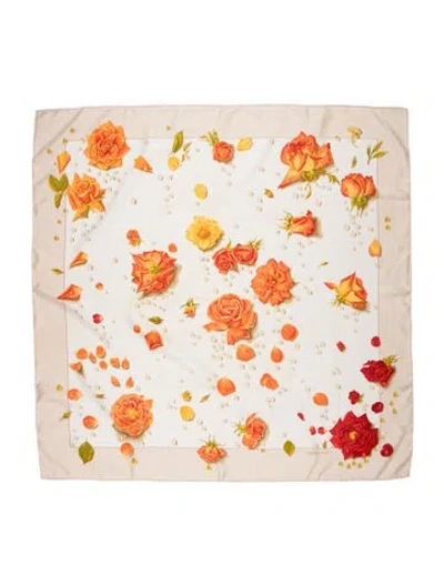 Pre-owned Hermes La Rosée Silk Scarf In Neutral