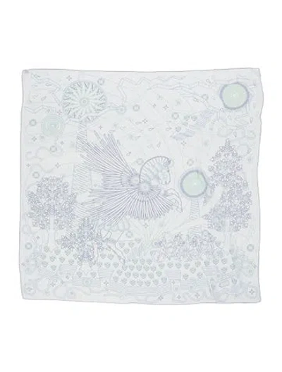 Pre-owned Hermes La Source De Pegase Silk Shawl In Blue