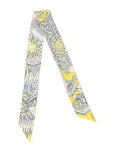 Pre-owned Hermes La Source De Pegase Silk Twilly Scarf In Yellow
