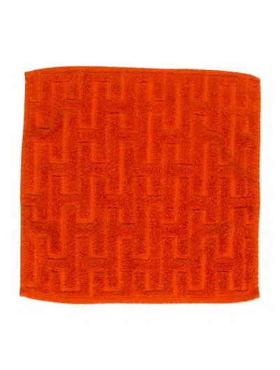 Pre-owned Hermes Labyrinthe Wash Cloth In Orange