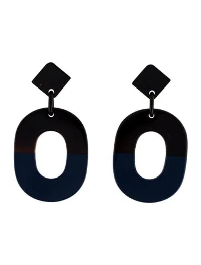 Pre-owned Hermes Lacquer & Horn Isthme Drop Earrings In Multi