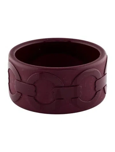 Pre-owned Hermes Lacquer & Wood Lutetia Bangle Bracelet, 7.5" In Red