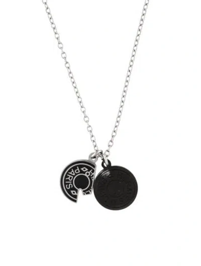Pre-owned Hermes Lacquer Carrousel Pendant Necklace, 21.5" In Black