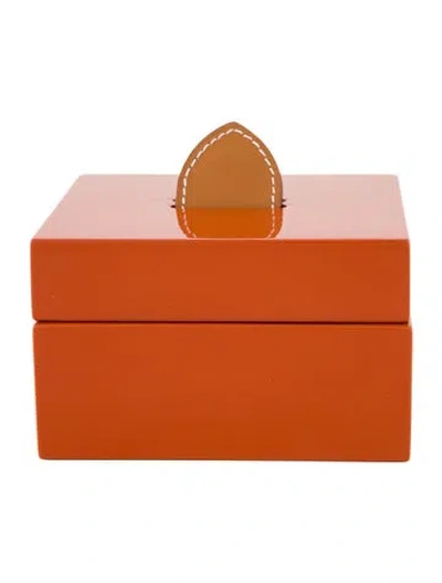 Pre-owned Hermes Lacquer Covered Box In Orange