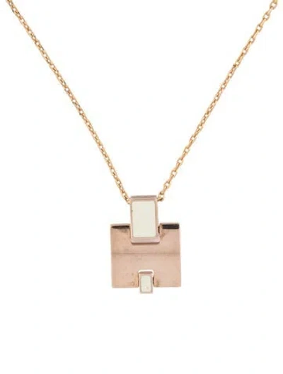 Pre-owned Hermes Lacquer Eileen Pendant Necklace, 19.5" In Multi