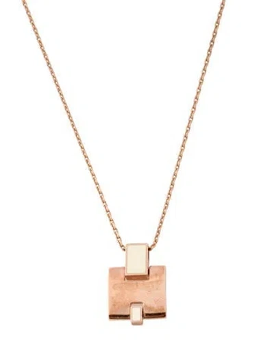 Pre-owned Hermes Lacquer Eileen Pendant Necklace, 19.5" In White