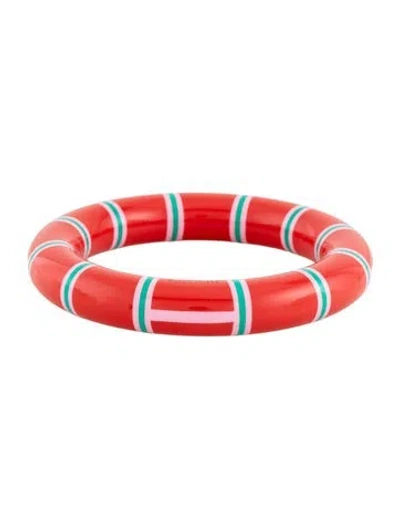 Pre-owned Hermes Lacquer H Equipe Bangle Bracelet, 8" In Multi