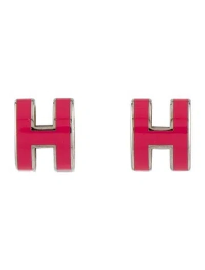 Pre-owned Hermes Lacquer Mini Pop H Stud Earrings In Multi
