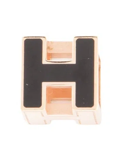 Pre-owned Hermes Lacquer Pop H Cube Pendant, 0.5" In Black