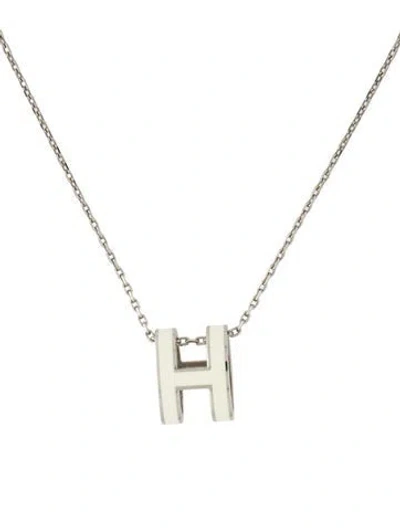 Pre-owned Hermes Lacquer Pop H Pendant Necklace, 15" In Multi