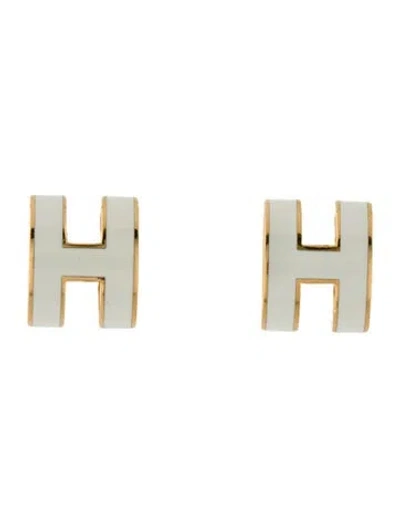 Pre-owned Hermes Lacquer Pop H Stud Earrings In Multicolor