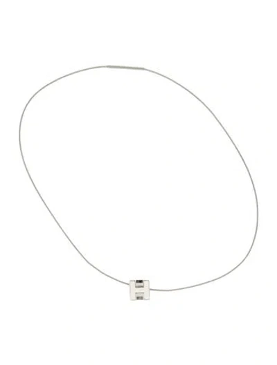 Pre-owned Hermes Lacquered Cube H Pendant Necklace, 16.75" In White