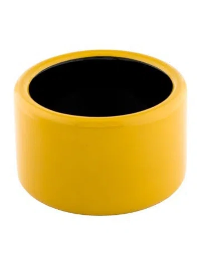 Pre-owned Hermes Lacquered Wood Assam Bangle, 8" In Black/yellow