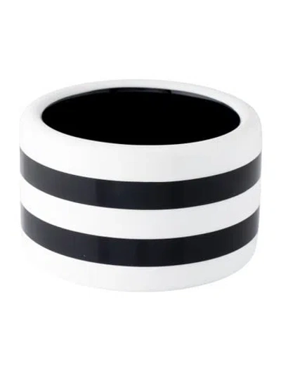 Pre-owned Hermes Lacquered Wood Columbo Bangle, 7.5" In Black/white