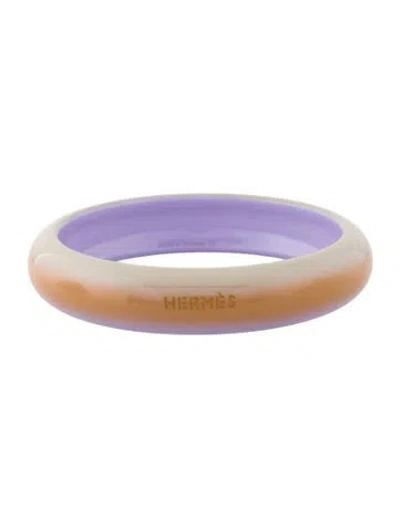 Pre-owned Hermes Lacquered Wood Fusion Bangle, 8.5" In Multi