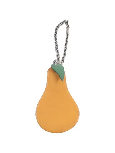 Pre-owned Hermes Lafrance Calfskin Pear Bag Charm In Brown