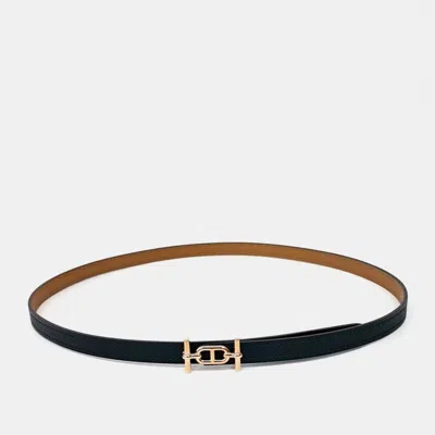 Pre-owned Hermes Hermès Lagoon Reversible Belt (b) In Black