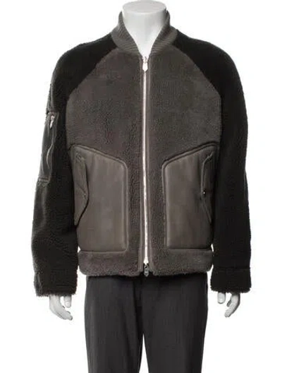 Pre-owned Hermes Lamb Fur Bomber Jacket In Grey