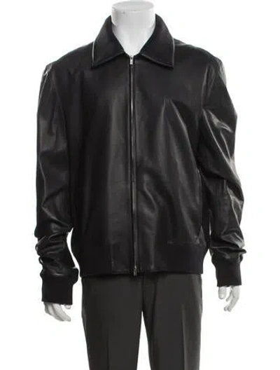 Pre-owned Hermes Lambskin Bomber Jacket In Black