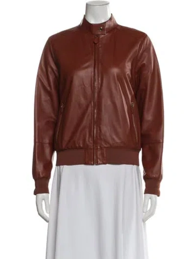 Pre-owned Hermes Lambskin Bomber Jacket In Brown