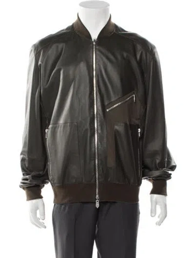 Pre-owned Hermes Lambskin Bomber Jacket In Green