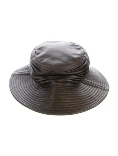 Pre-owned Hermes Lambskin Bucket Hat In Green