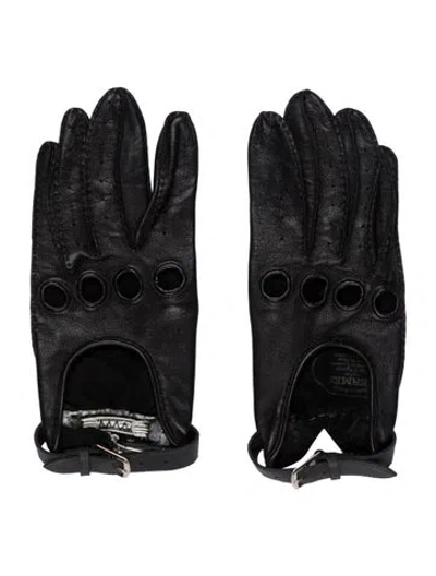 Pre-owned Hermes Lambskin Driving Gloves In Black