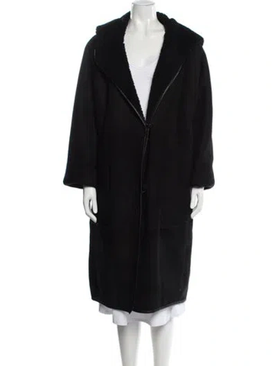 Pre-owned Hermes Lambskin Faux Fur Coat In Black