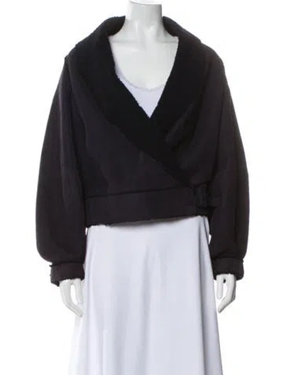 Pre-owned Hermes Lambskin Faux Fur Jacket In Blue