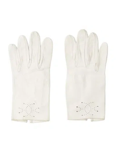 Pre-owned Hermes Lambskin Glove In White