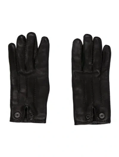 Pre-owned Hermes Lambskin Gloves In Black