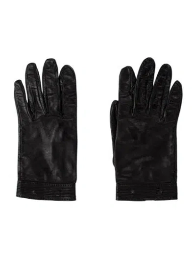 Pre-owned Hermes Lambskin Gloves In Black