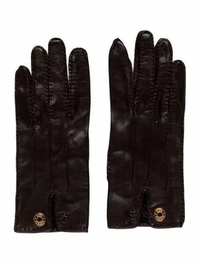 Pre-owned Hermes Lambskin Gloves In Brown