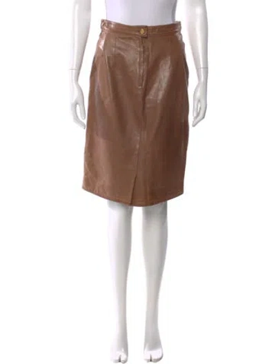 Pre-owned Hermes Lambskin Knee-length Skirt In Neutral