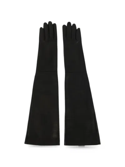 Pre-owned Hermes Lambskin Leather Gloves In Black