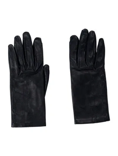 Pre-owned Hermes Lambskin Leather Gloves In Blue