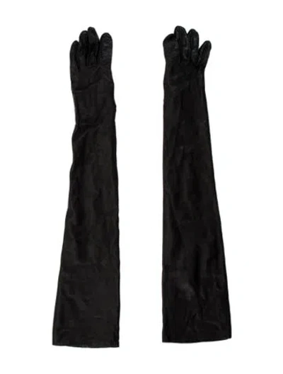 Pre-owned Hermes Lambskin Opera Gloves In Black