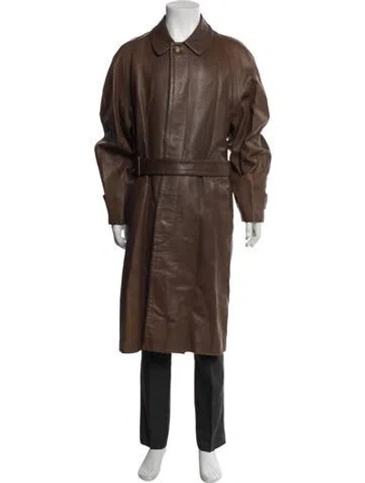 Pre-owned Hermes Lambskin Trench Coat In Brown