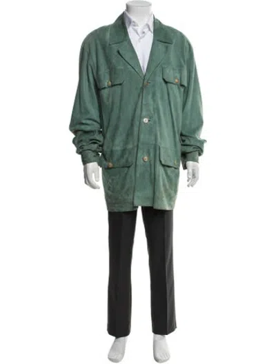Pre-owned Hermes Lambskin Utility Jacket In Green