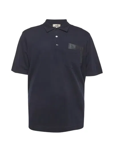 Pre-owned Hermes Lambskin-pocket Polo Shirt In Blue
