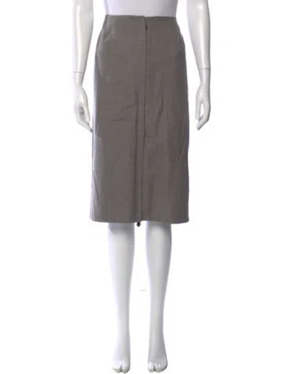Pre-owned Hermes Lambswool Knee-length Skirt W/ Tags In Gray