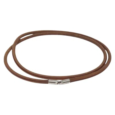 Pre-owned Hermes Laniere Bracelet Leather Brown Leather Bracelet Jewelry ()