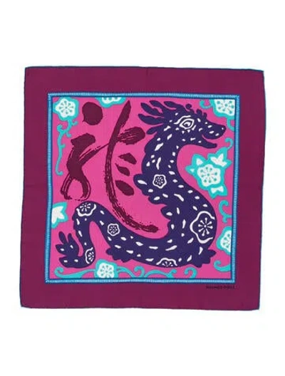 Pre-owned Hermes L'annee Du Dragon Silk Scarf In Purple