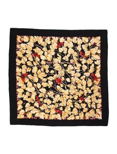 Pre-owned Hermes L'arbre De Soie Silk Scarf In Black