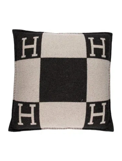 Pre-owned Hermes Large Avalon Throw Pillow In Grey