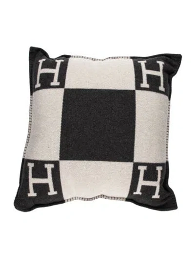 Pre-owned Hermes Large Avalon Throw Pillow In Grey